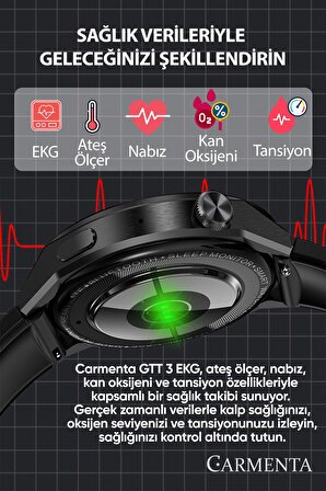 GTT 3 Akıllı Saat - Arama Yapan Akıllı Saat, EKG, IOS Android Uyumlu Akıllı Saat