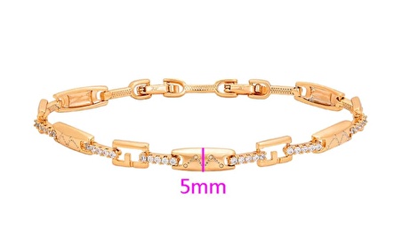 GiftWorld Zirkon Taşlı Şık Bileklik / 18K Gold Renk Vip Seri