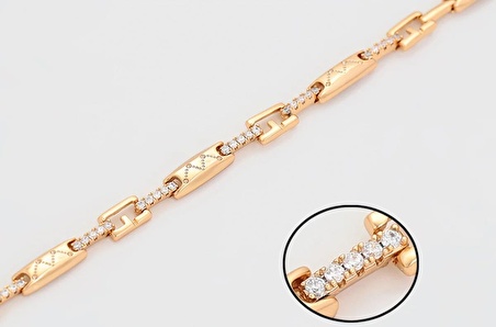 GiftWorld Zirkon Taşlı Şık Bileklik / 18K Gold Renk Vip Seri