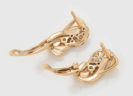 GiftWorld Taşlı Zarif Model Küpe / 18K Gold Renk Vip Seri