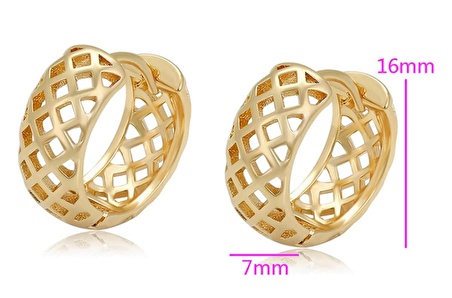 GiftWorld Kafes Model Küpe / 14K Gold Renk Vip Seri