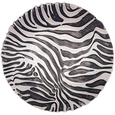 GLAZE MUD Zebra Desenli Siyah Beyaz Cam Meyve Tabağı 30