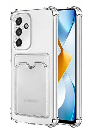 Samsung Galaxy S23 FE Uyumlu Kartlık Bölmeli Şeffaf Silikon Kılıf - Extra Güçlendirilmiş Kenar