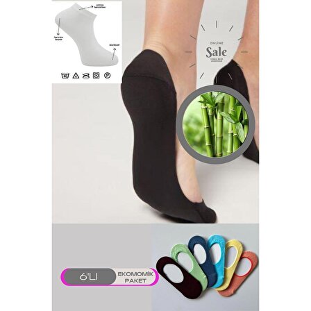 Çok Renkli 6'lı Bambu Topuk Burun Dikişsiz Kadın Babet Çorap