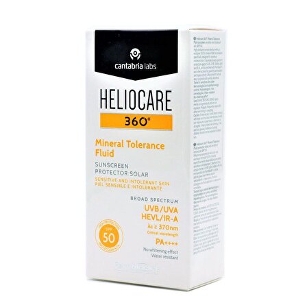 Heliocare 360 Mineral Tolerance Fluide 50 Faktör Tüm Cilt Tipleri İçin Renksiz Güneş Koruyucu Krem 50 ml