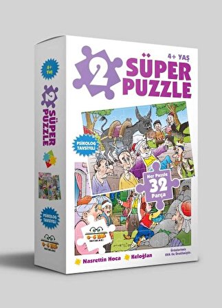 2 Süper Puzzle - Nasrettin Hoca Keloğlan +4 Yaş