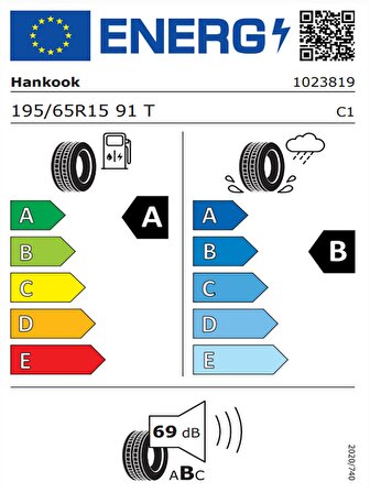 Hankook 195/65R15 91T  K435 Kinergy Eco2 Oto Yaz Lastiği (Üretim Yılı: 2024)