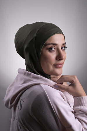 Haki Pratik Hazır Geçmeli Bone Viskon Kumaş Hijab Spor 2106_09