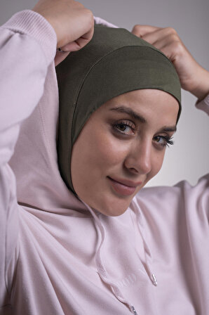 Haki Pratik Hazır Geçmeli Bone Viskon Kumaş Hijab Spor 2106_09