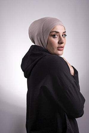 Bej Pratik Hazır Geçmeli Bone Viskon Kumaş Hijab Spor 2106_12