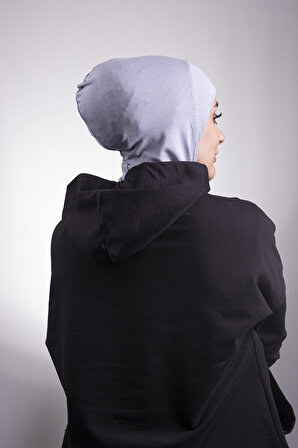 Gri Pratik Hazır Geçmeli Bone Viskon Kumaş Hijab Spor 2106_15