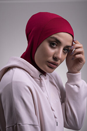 Bordo Pratik Hazır Geçmeli Bone Viskon Kumaş Hijab Spor 2106_16