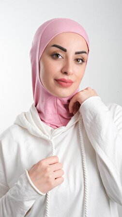 Pembe Pratik Hazır Geçmeli Tesettür Bone Sandy Kumaş Lüks Hijab 2115_04