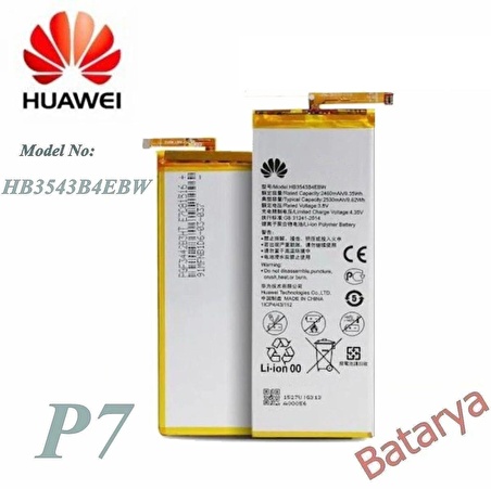 Huawei P7 Batarya Huawei P7 HB3543B4EBW Uyumlu Yedek Batarya