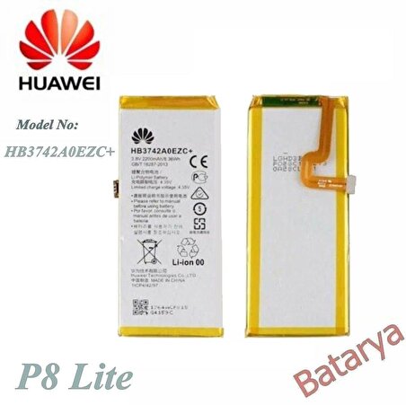 Huawei P8 Lite Batarya Huawei P8 Lite HB3742A0EZC+ Uyumlu Yedek Batarya