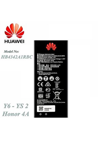 Huawei Y6 2018 Batarya Huawei Ascend Y6 / Honor 4A / Y6 2 / Y5 2 HB4342A1RBC Uyumlu Yedek Batarya
