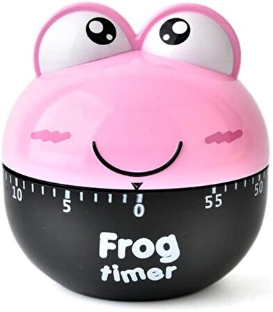 Pembe Mekanik Frog Timer 60 Dakika Sevimli Zamanlayıcı