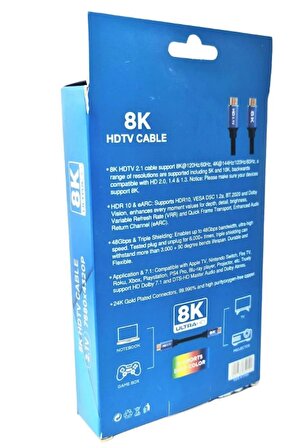 1.5 metre 8K HDMI Kablo 2.1v 7680x4320 Ultra Hd 2.1V 7680x4320P HDMI Kablo