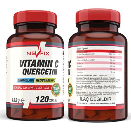 Nevfix Vitamin C Quercetin Bromelain 120 Tablet   Vitamin D3-K2 120 Tablet