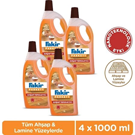 Fakir Parkett Nano Teknolojili Ahşap Temizleyici 1000ml x 4 Adet