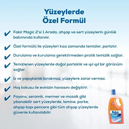 Fakir Magic 2'si 1 Arada Ahşap ve Sert Yüzey Temizleyici 1000ml x 6 Adet