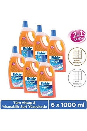 Fakir Magic 2'si 1 Arada Ahşap ve Sert Yüzey Temizleyici 1000ml x 6 Adet