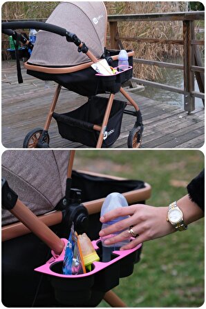 Bebek Arabası Bardaklık İçecek Tutucu Biberon İçecek Tutucu MOR Renk