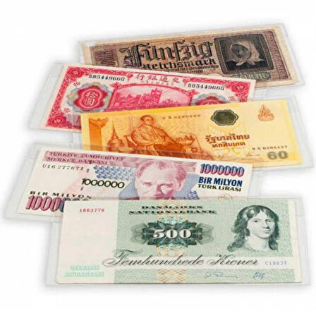 25 Adete Plastik Şeffaf Kağıt Para Koruyucu Zarf - Esnek Banknot Poşeti