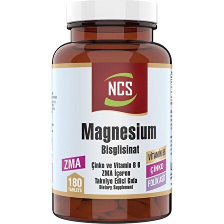 Ncs Zma Magnezyum Bisglisinat Magnesium 180 Tablet Çinko Vitamin B6 Folic Acid