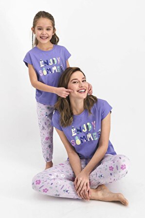 Roly Poly 2476 Kadın Enjoy Summer Mor Kısa Kol Pijama Takımı