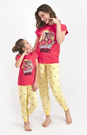 Roly Poly 2410 Kadın Vibes Of Cherry Nar Çiçeği Kısa Kol Pijama Takımı