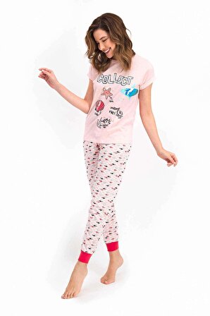 Roly Poly 2460 Kadın Collect Somon Kısa Kol Pijama Takımı
