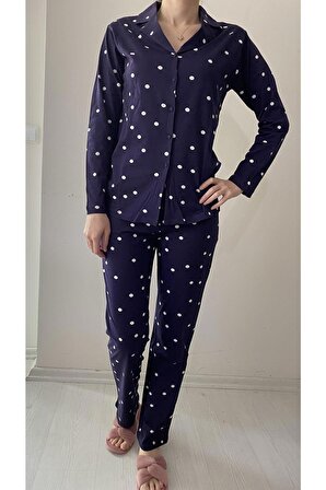 Eros 952 Kadın Puanlı Önden Düğmeli Pijama Takımı