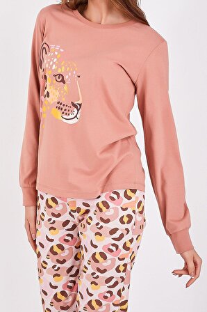 Roly Poly 2960 Leopard Kadın Uzun Kol Pijama Takım