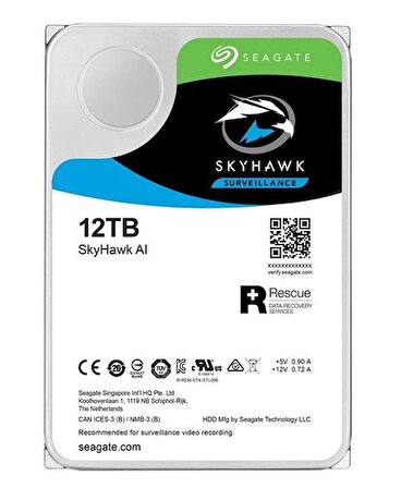 Seagate SkyHawk 3.5" 12TB 7200RPM Sata 256MB Disk ST12000VE0008 Özellikleri