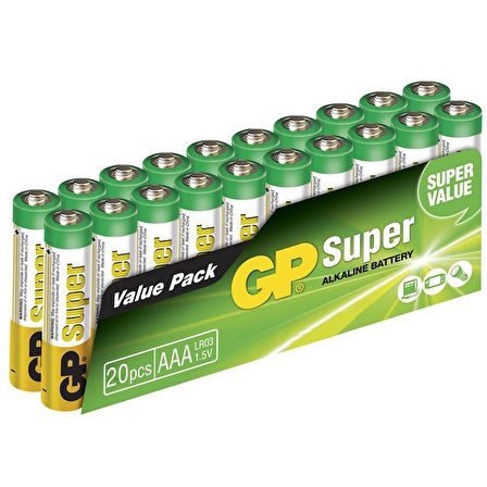 GP 24A-2VS20 AAA/LR03 SUPER ALKALİN AAA İNCE KALEM 20Lİ PAKET (4324)