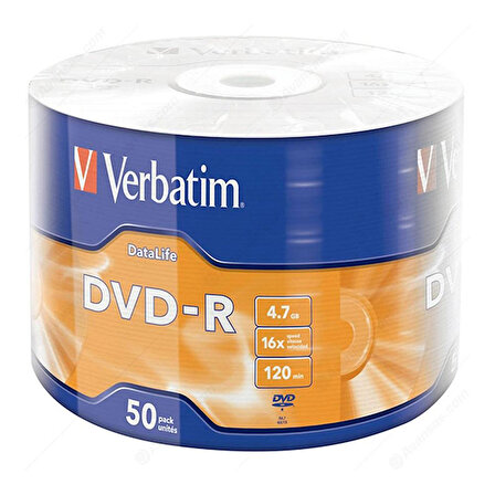 VERBATİM DVD-R 4.7GB 16X 120DK 50Lİ PAKET FİYAT (4324)