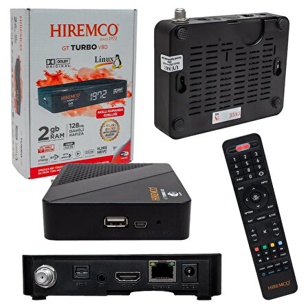 HIREMCO GT TURBO V8D+ HD IP TV PLUS ETHERNETLİ LINUX TABANLI DAHİLİ WİFİ FULL HD MİNİ UYDU ALICISI (