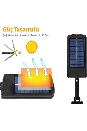 Güneş Enerjili Hareket Sensörlü Kumandalı 3 Modlu Güneş Enerjili Solar LED Bahçe Sokak Lambası