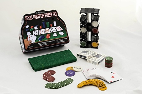 Blackjack Profesyonel Pokers Cips Set 200 Chip ve 2 Adet İskambil Oyun Setine Sahip Poker Oyunu