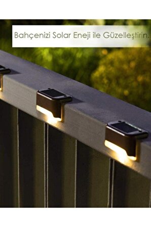 Dekoratif 4 Adet Köşebent Merdiven Veranda Solar Güneş Enerjili Led Lamba Dekor Bahçe Aydınlatma