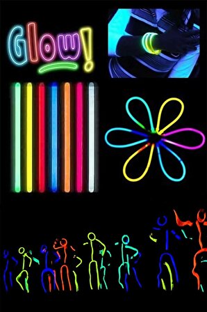Parti Aydınlatma Fosforlu Çubuk Işıklı 50 Adet Glow Çubuk Işıklı Aydınlatma 24 Saat Boyunca Parlaklk
