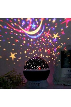 Dekoratif Hediye Star Master Renkli Yıldızlı Dönen Gökyüzü Projeksiyon Gece Lambası