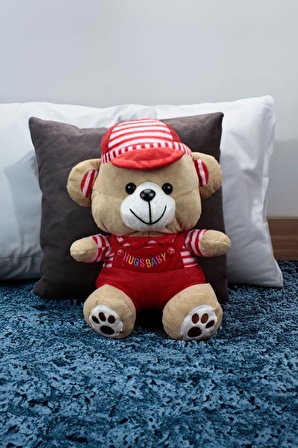 Peluş Ayıcık Peluş Büyük Boy 38 cm Hugs Baby Kırmızı Elbiseli Peluş Ayıcık Peluş Büyük Boy 38 cm