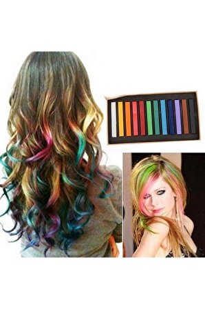 Eğlenceli Geçici Saç Tebeşir Seti Hair Chalk 12 Li Renkli Saç Boyası Tebeşiri Geçici Zararsızdır