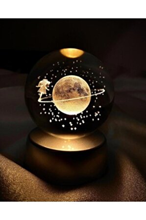 Satürn Kız Cam Küre Sevgiliye Eşe Sürpriz Hediye Renk Değiştiren Işıklı Satürn Cam Kız Küre