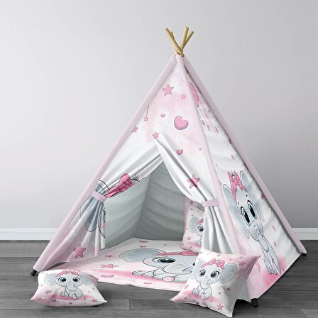 Pembe Bebek, Çocuk Odası Minderli/Mindersiz Oyun Evi, Çadırı Model 0211
