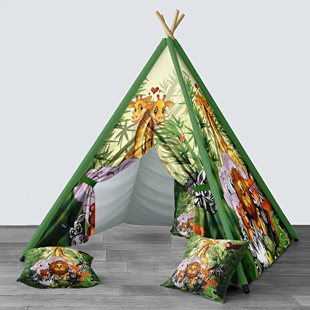 Yeşil Bebek, Çocuk Odası Minderli/Mindersiz Oyun Evi, Çadırı Model 0313