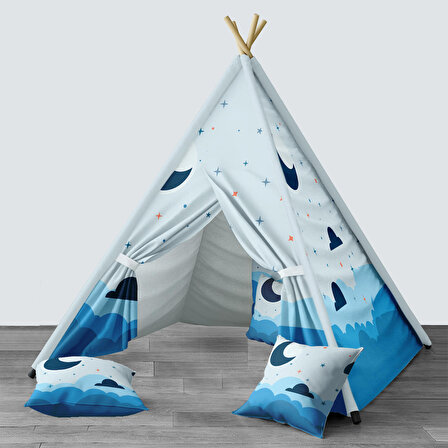 Mavi Bebek, Çocuk Odası Minderli/Mindersiz Oyun Evi, Çadırı Model 1343