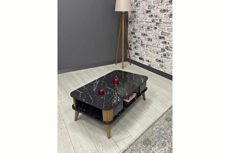 Kumsal Orta Sehpa Siyahmermer-Ceviz 100x60